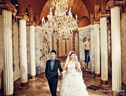 阿曼达之好莱坞闪耀夺目室内背景明媚气质典雅婚纱照