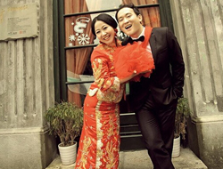 复古婚纱照中式风格街头取景摄影婚纱照片