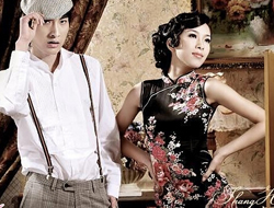 传统高雅旗袍复古婚纱摄影照片