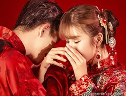 唯美复古中国风婚纱摄影喜庆红色茶具创意唯美婚纱照