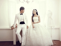 纯白室内韩式婚纱照清新优雅婚纱摄影