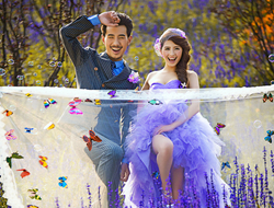 薰衣草之恋充满情趣户外韩式婚纱摄影