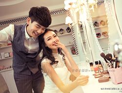 韩式优雅风格摄影化妆间的甜蜜约会婚纱照