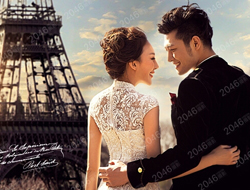 欧式风格埃菲尔铁塔下见证甜蜜爱情温馨婚纱摄影照片