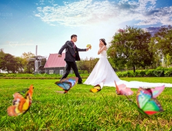 欧式风格摄影草坪风车悠闲浪漫婚纱照片
