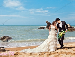 简约海景礁石青春欢快沙滩幸福婚纱摄影照片