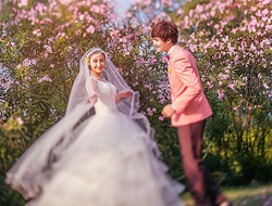 粉色清新唯美的花，甜美浪漫美美的婚纱照摄影