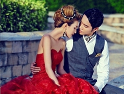 高雅别质性感红色婚纱高贵大方气质情侣婚纱摄影