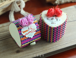 维多蔓 彩色心形竹木质韩式喜糖盒子