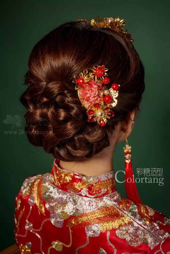  中式新娘 复古 新娘造型 新娘发型 盘发 韩式 唯美 仙子 编发