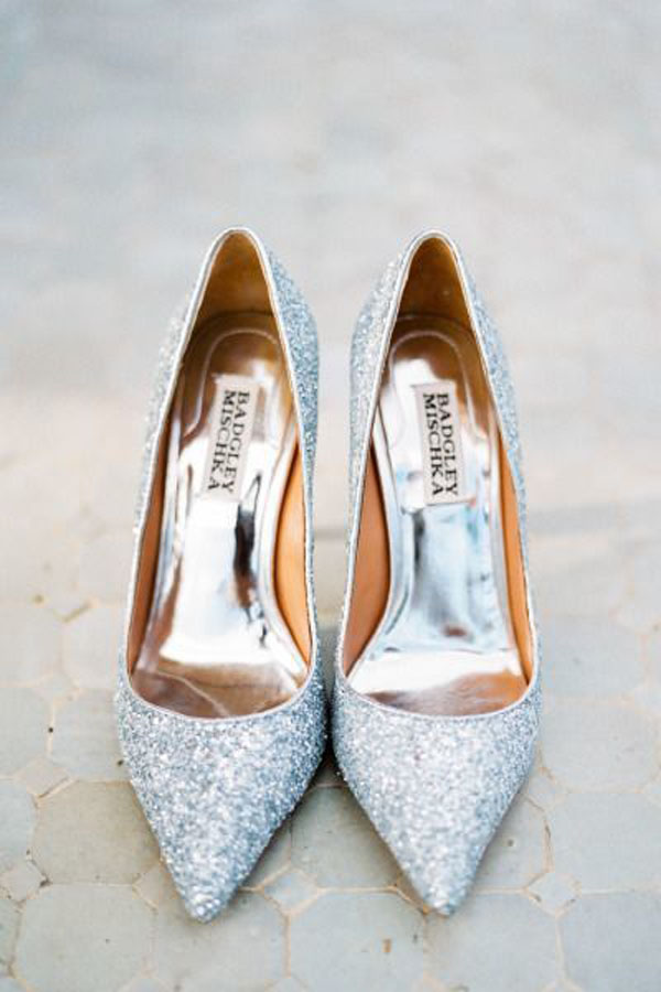 银色新娘婚鞋,新娘婚鞋图片