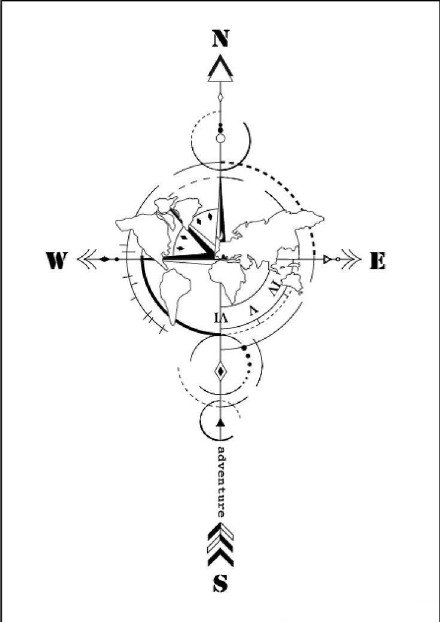 9款指南针主题的纹身图案和手稿