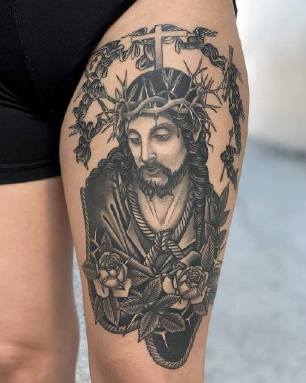 18款欧美基督教耶稣的写实纹身图案
