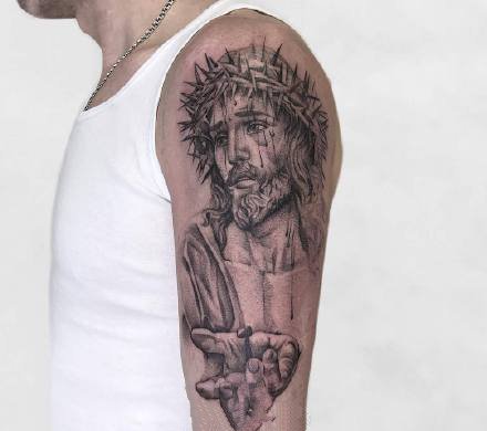 18款欧美基督教耶稣的写实纹身图案