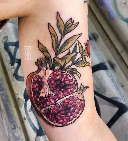 school风格的一组水果系列纹身图片