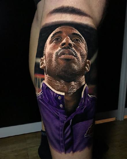 科比纹身 NBA名人科比的一组写实纹身图案