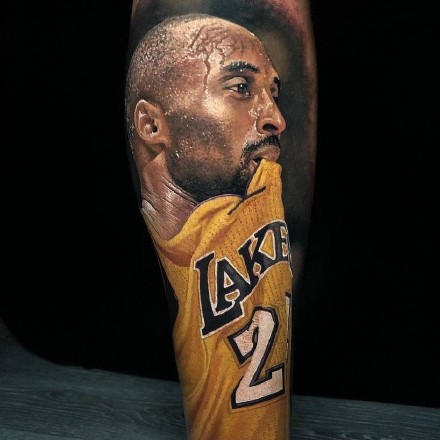 科比纹身 NBA名人科比的一组写实纹身图案