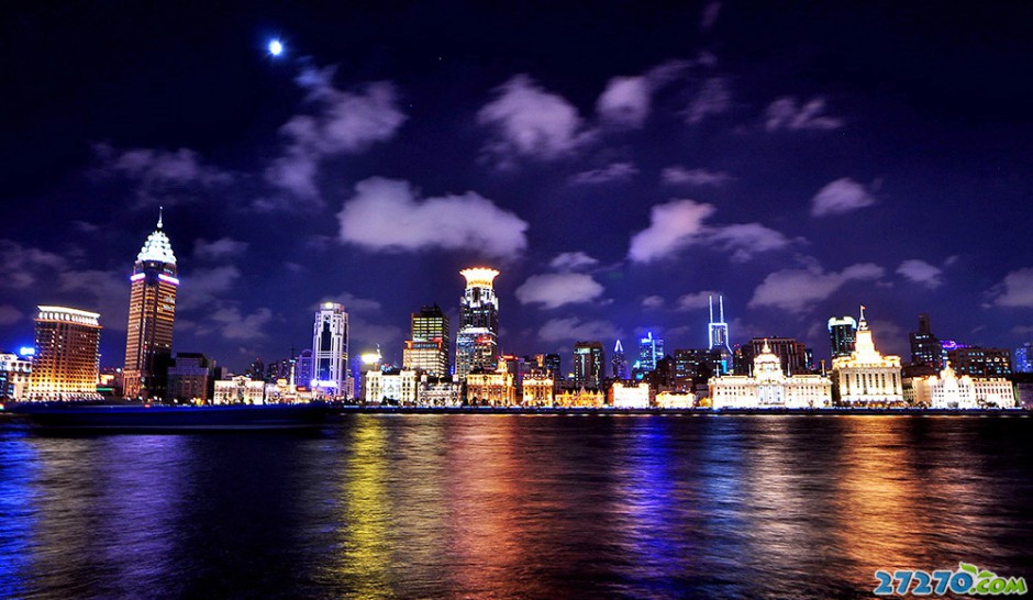 高清上海外滩的唯美夜景