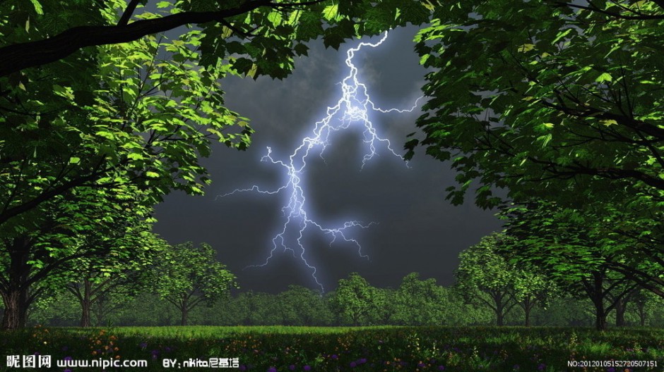 山林旷野户外闪电风景桌面壁纸