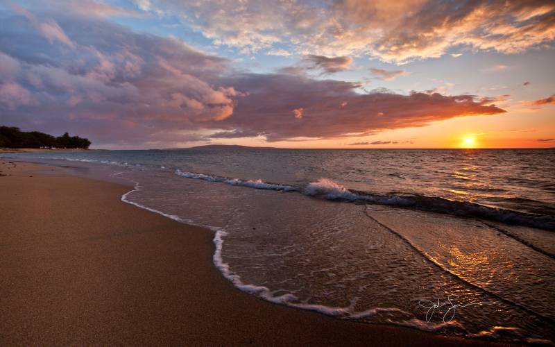 海边夕阳西下精美壁纸