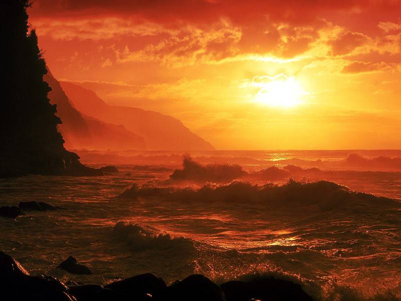 海边夕阳西下自然风光美景