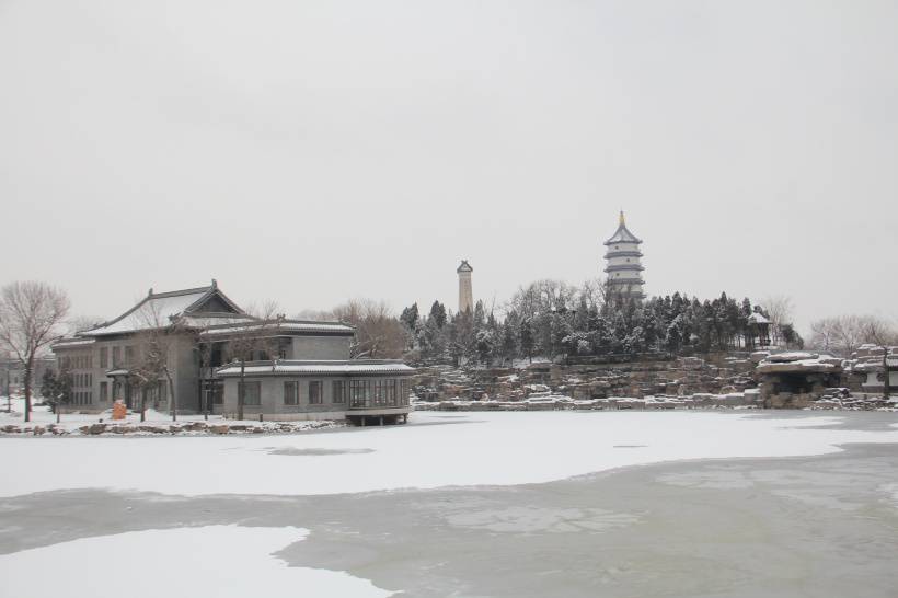 天津北宁公园唯美雪景高清图片