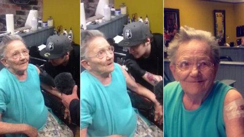 再不疯狂就老了!79岁奶奶逃出疗养院纹身