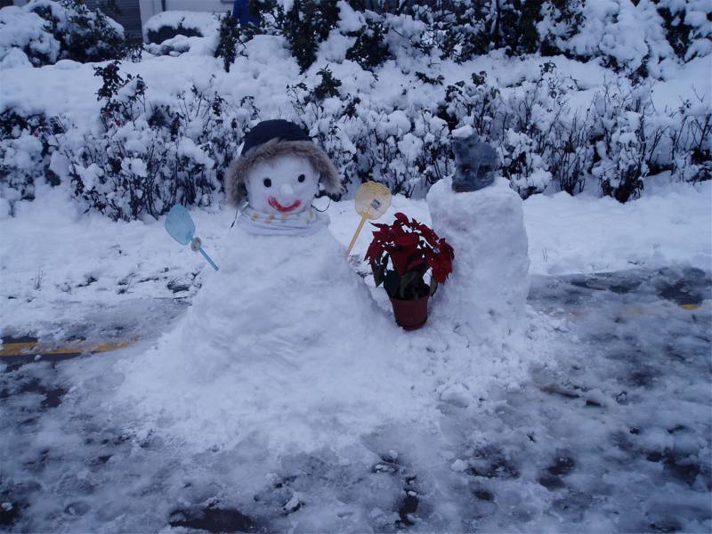 唯美高清冬季可爱雪人风景图片