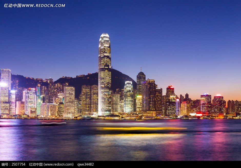 香港维多利亚港夜景闪耀夺目