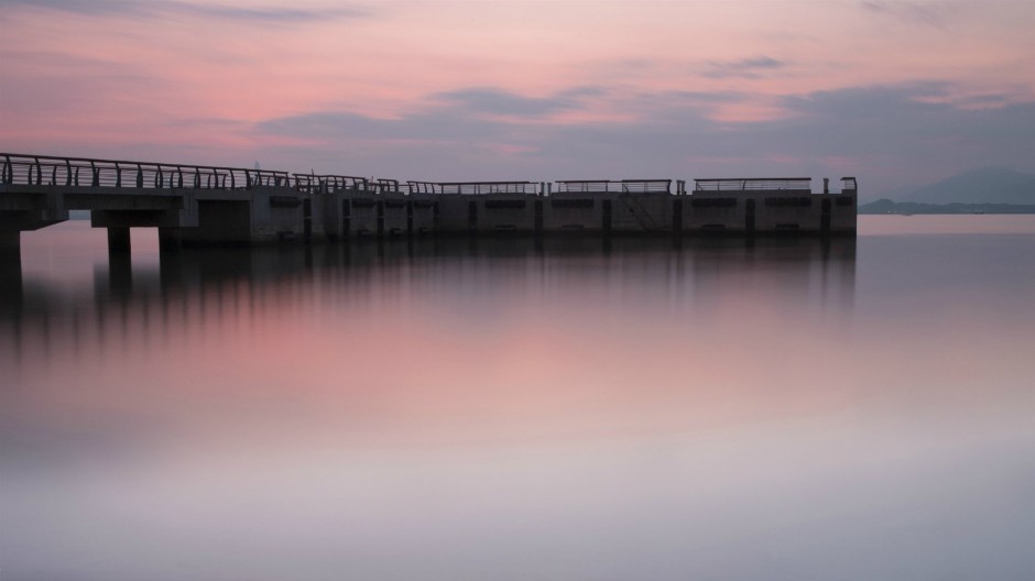深圳湾海滩夕阳风景高清图片