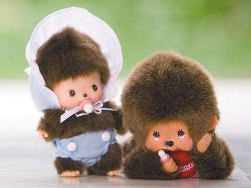 一对可爱毛茸茸的蒙奇奇图片