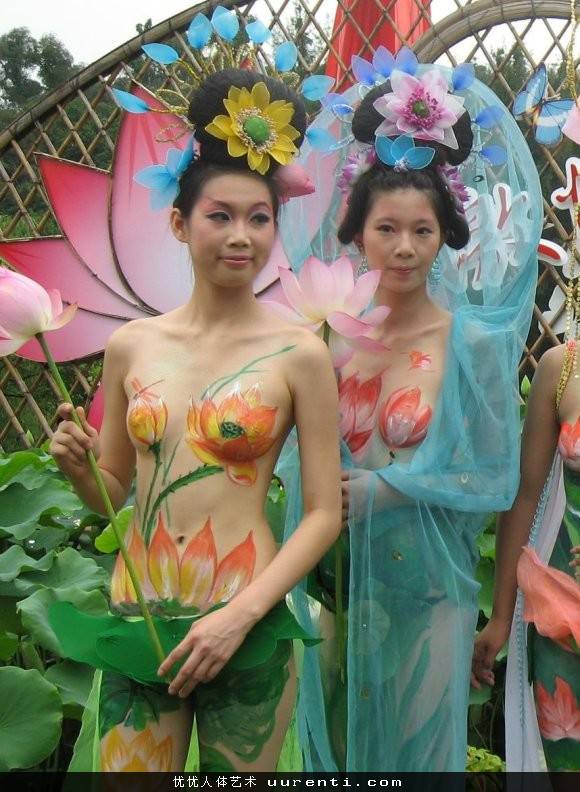 印度模特荷花节人体彩绘写真