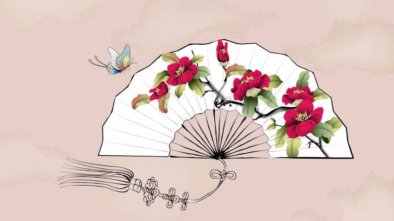 中国美丽花卉水墨画图片壁纸