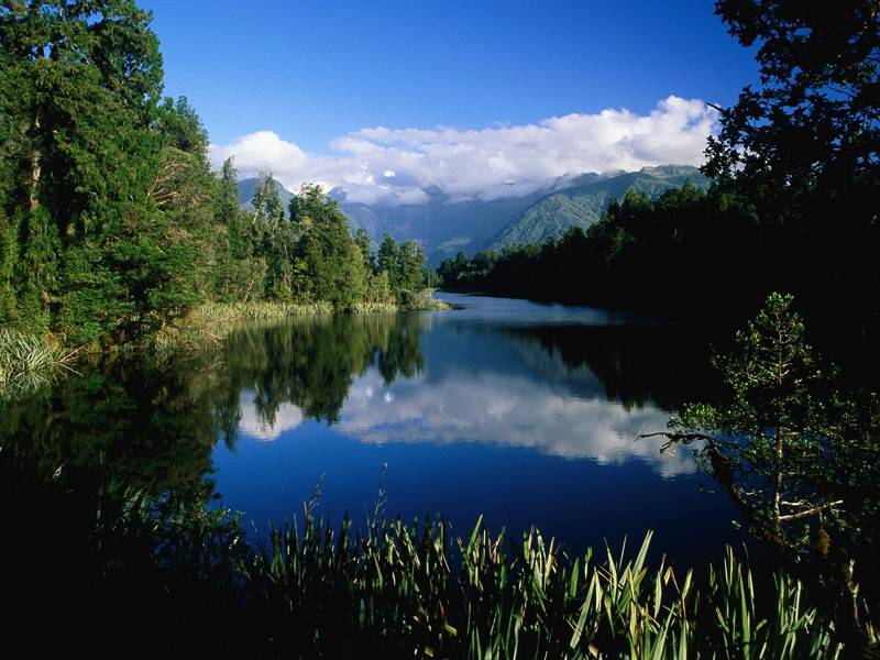 清晨湖泊烟雾缭绕浪漫美景