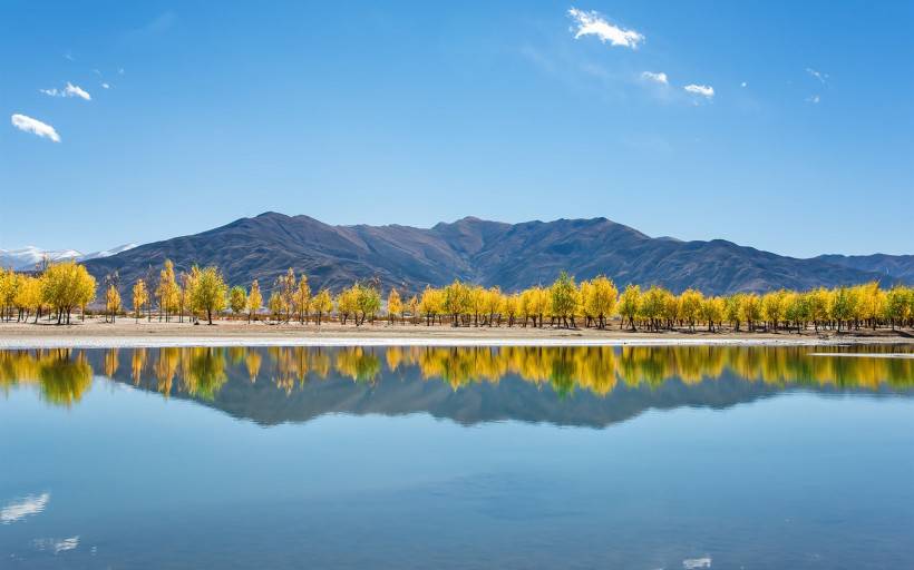 河流山脉秀丽自然风景图片壁纸