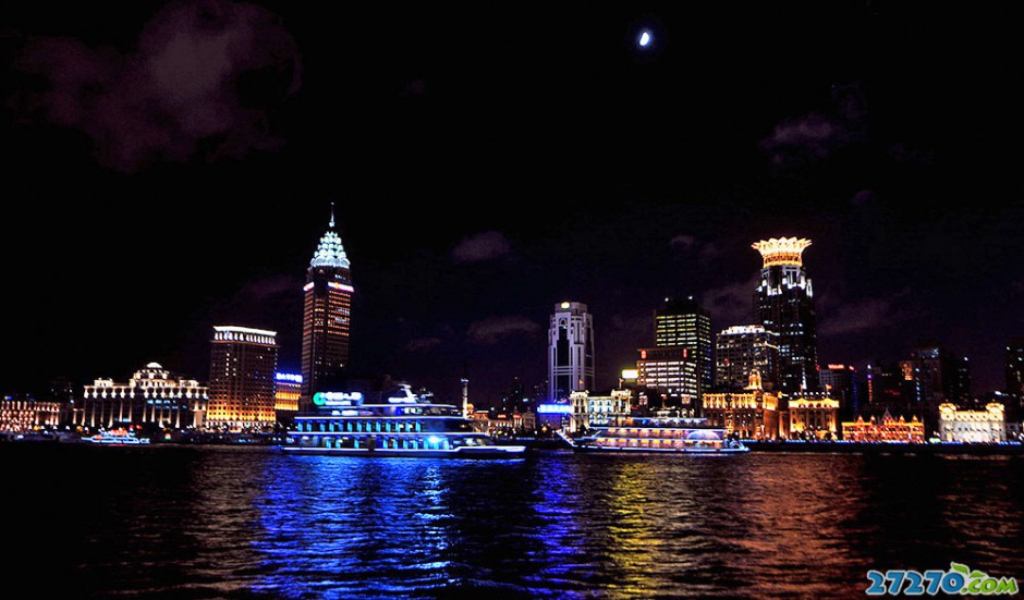 高清上海外滩的唯美夜景