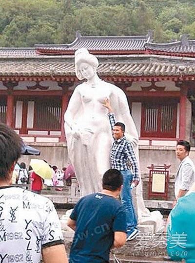 王珞丹发文斥游客“胸袭”杨贵妃雕像