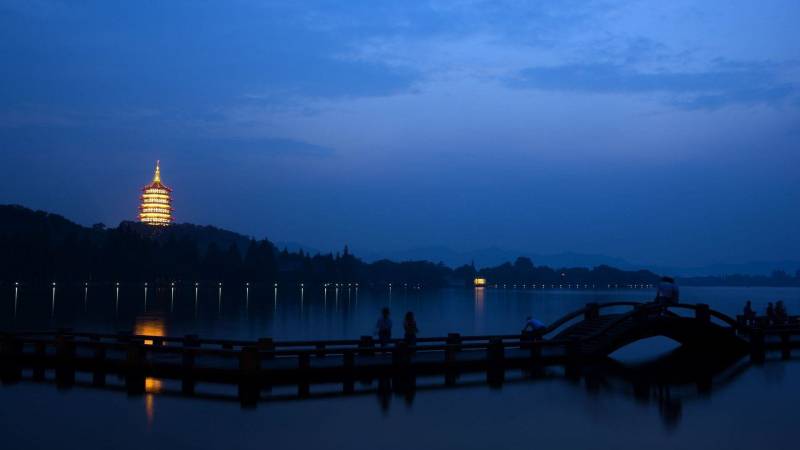 杭州西湖浪漫夕阳美景高清壁纸