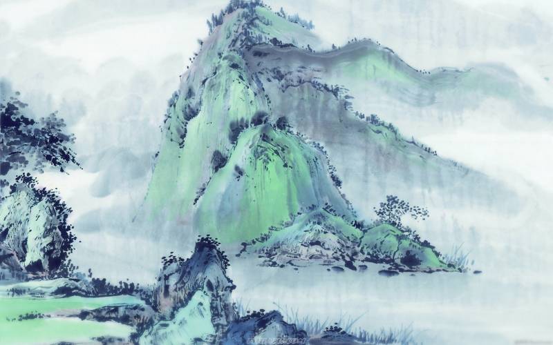 中国大好河山水墨画精美壁纸