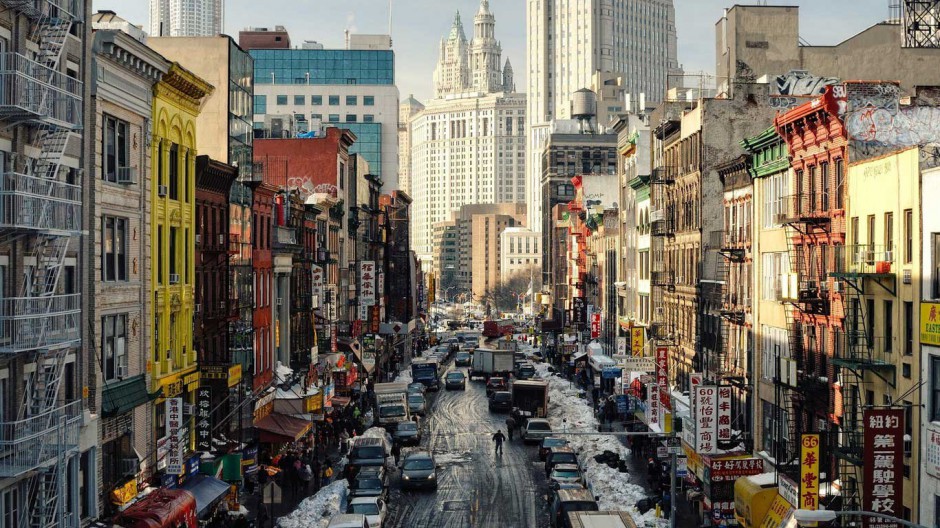 热闹的纽约街头风景图片壁纸