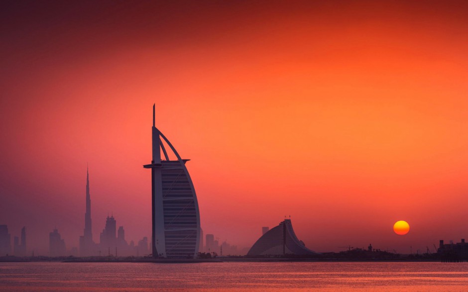 迪拜城市美景晨曦唯美高清图片