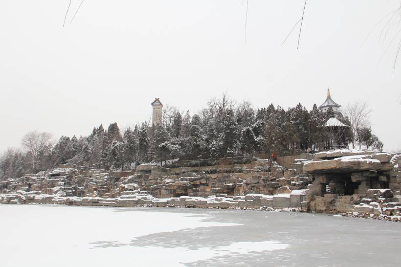 天津北宁公园唯美雪景高清图片