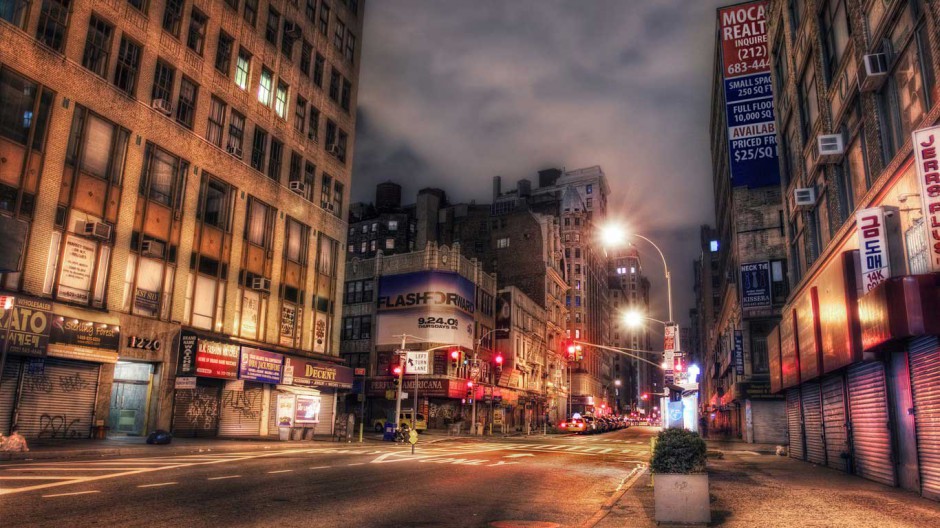 热闹的纽约街头风景图片壁纸