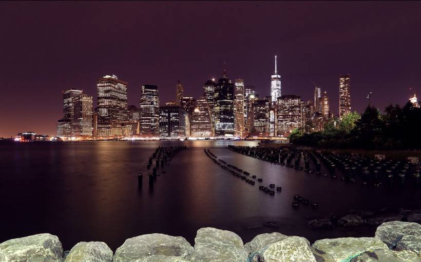 纽约城市夜景风景图片壁纸迷离梦幻