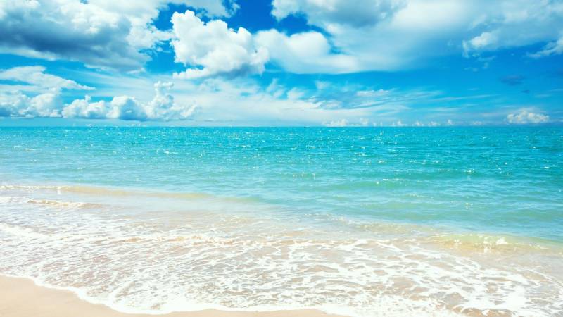 清凉夏日海边浪漫沙滩风景美图