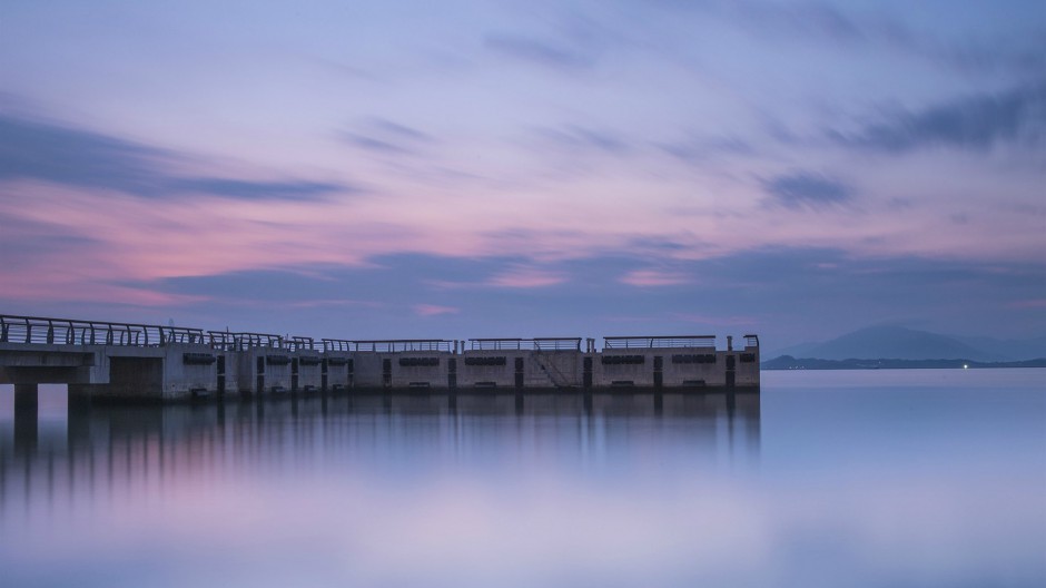 深圳湾海滩夕阳风景高清图片