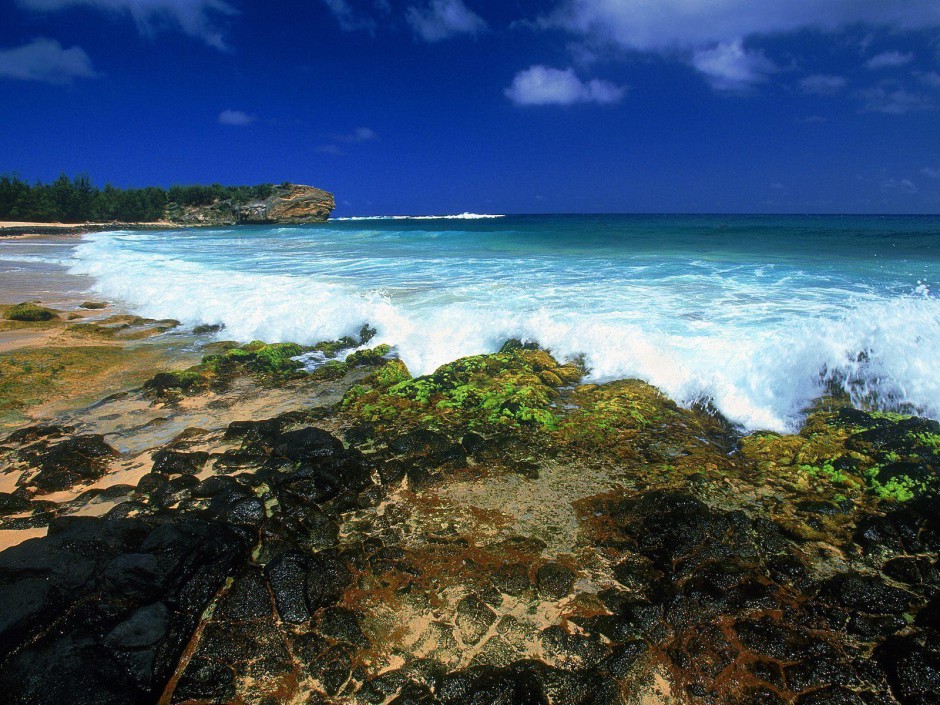 海岛蓝色清新风景图片分享
