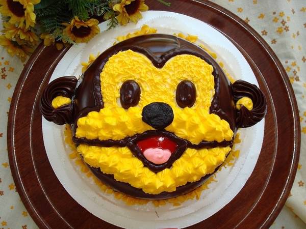 大嘴猴卡通生日蛋糕图片