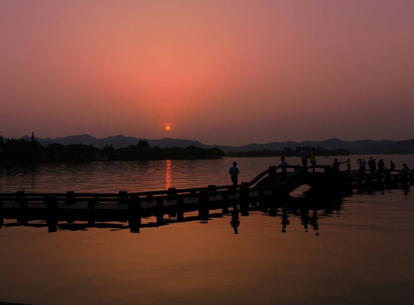 浙江杭州西湖夜景高清图片