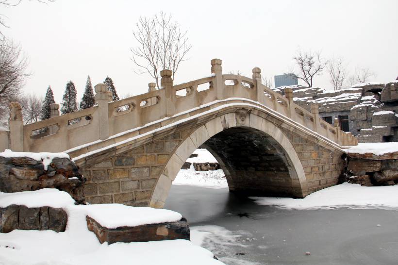 天津北宁公园唯美雪景高清图片